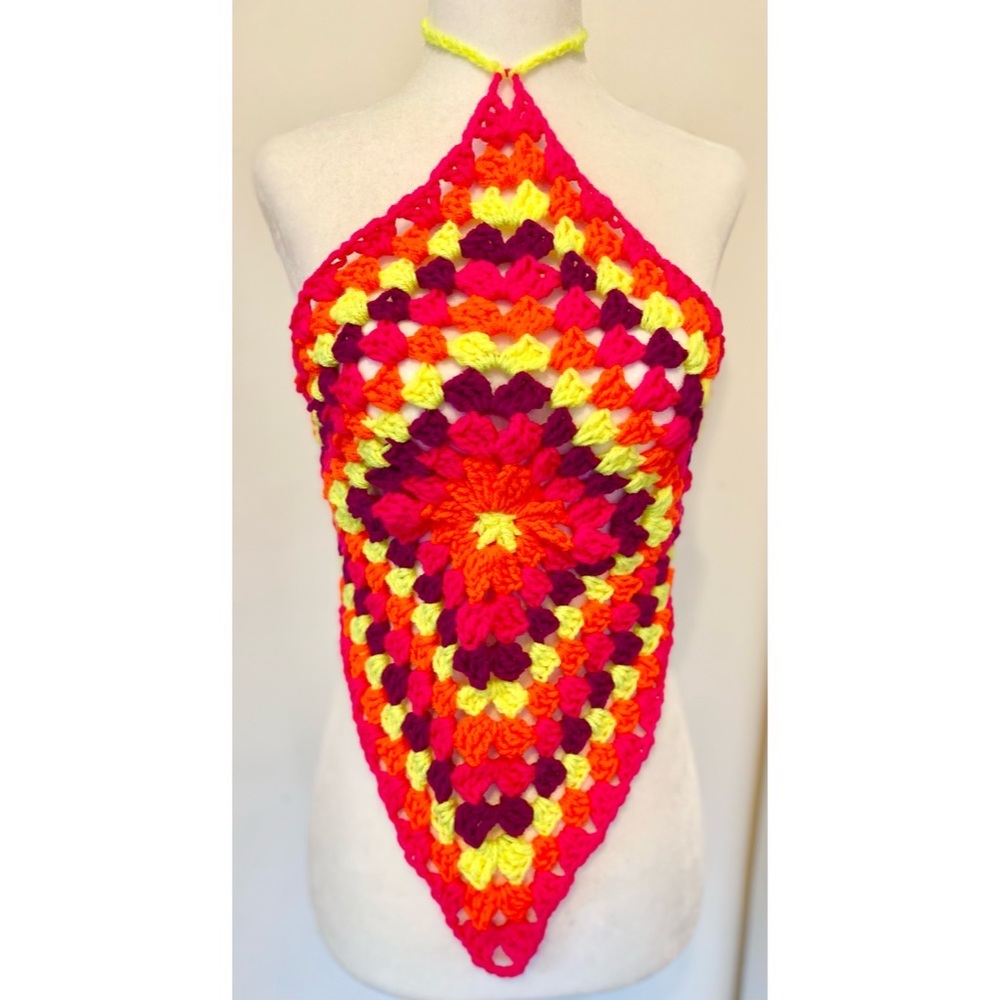 ✨🌈💫New Handmade Crochet Neon Halter Top